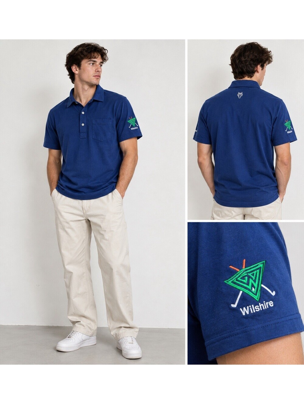 Greyson Wilshire Golf Polo Men’s Large Blue Embroidered Logo Pocket Shirt